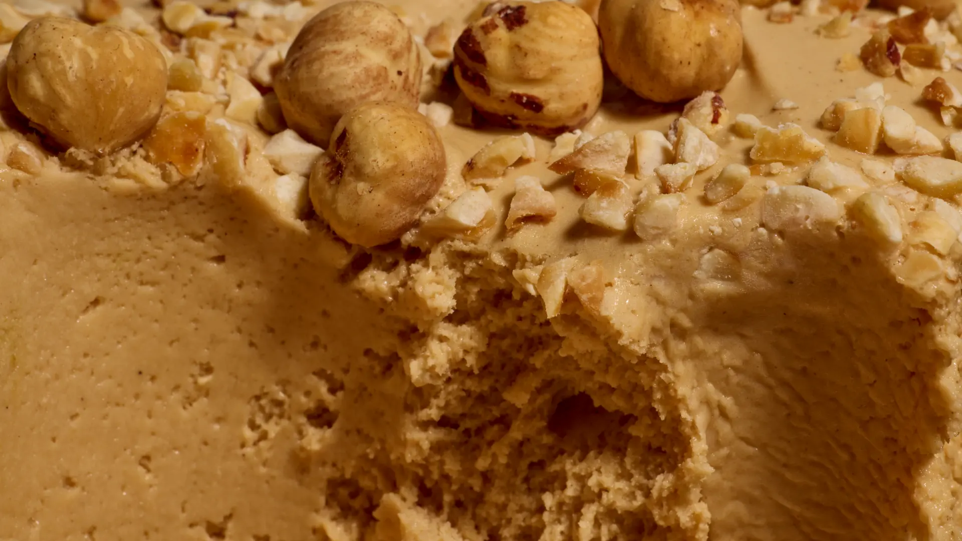 Piemonte hazelnut gelato texture close-up